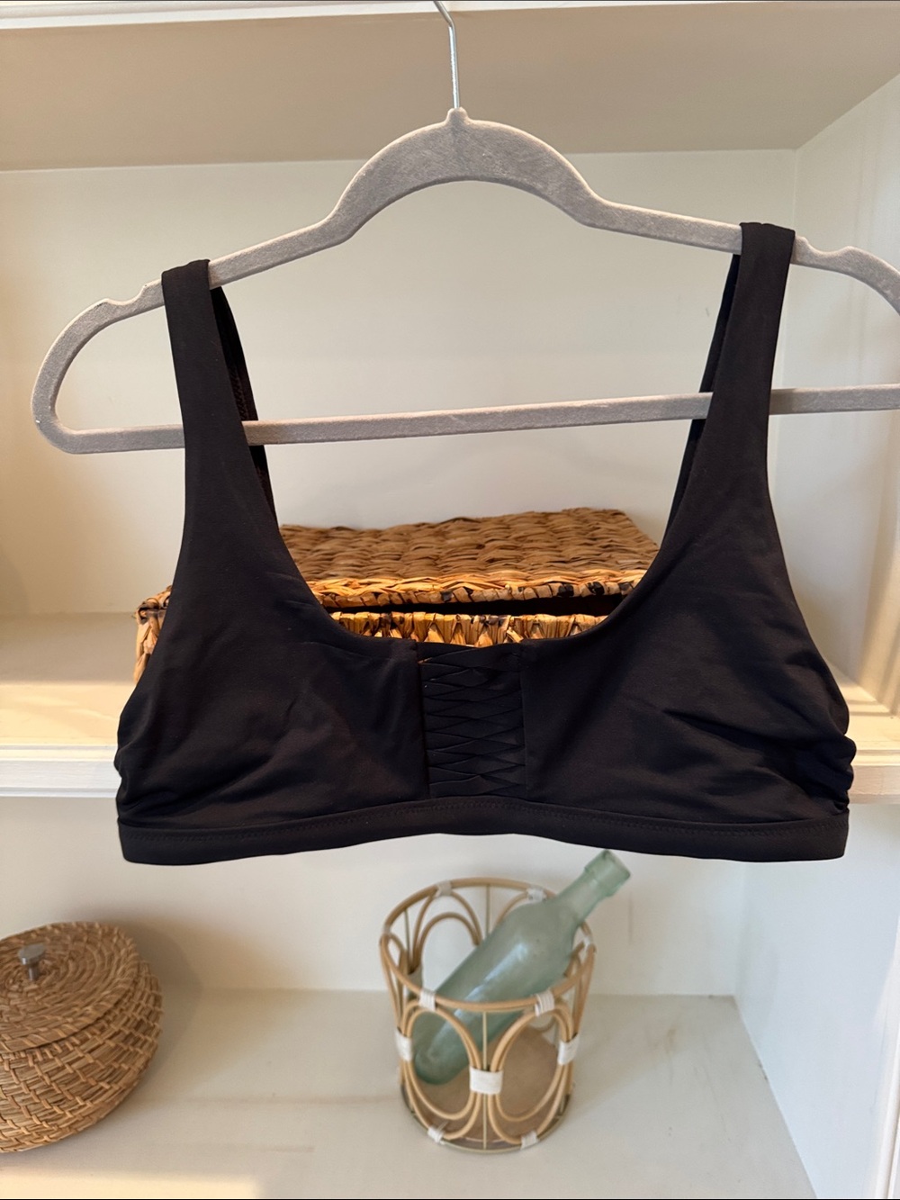 Athleta Black Scoop Bralette with Lattice Front